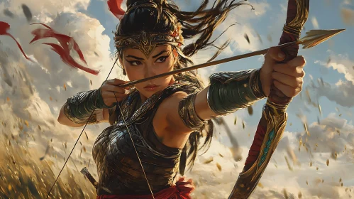 Female Warrior with Bow and Arrow