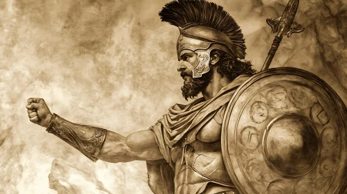 Ancient Warrior in Sepia