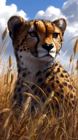 Cheetah Resting in Golden Grasses