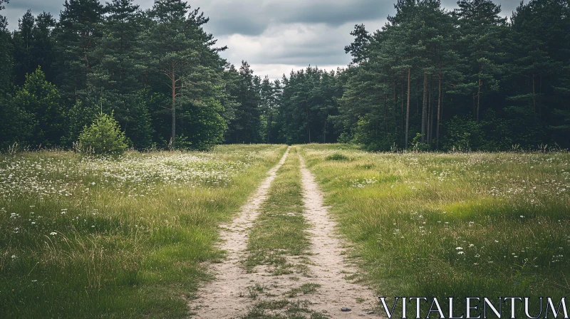 AI ART Peaceful Path in a Green Meadow