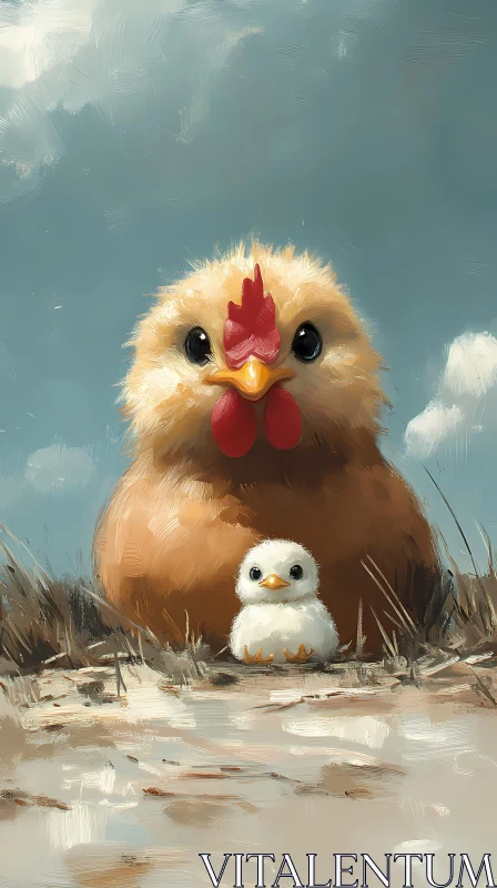 Fluffy Chicken with Chic Friend AI Image