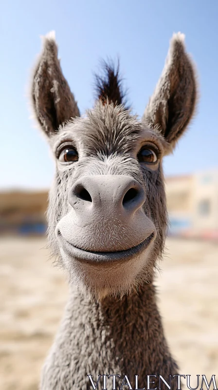 Playful Donkey Portrait AI Image