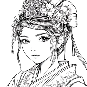 Detailed Anime Girl with Floral Headwear