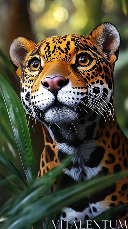 Jungle Guardian: The Jaguar's Watchful Gaze AI Image