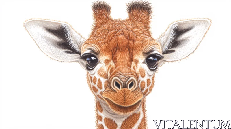 Detailed Young Giraffe Portrait AI Image