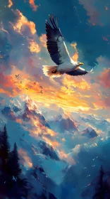 Eagle and Mountainous Sunset