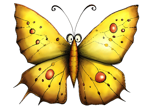 Cartoon Butterfly Illustration with Friendly Expression