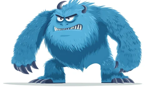 Angry Blue Monster Illustration