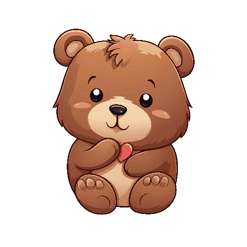 POD Design Charming Cartoon Teddy Bear with Heart Illustration