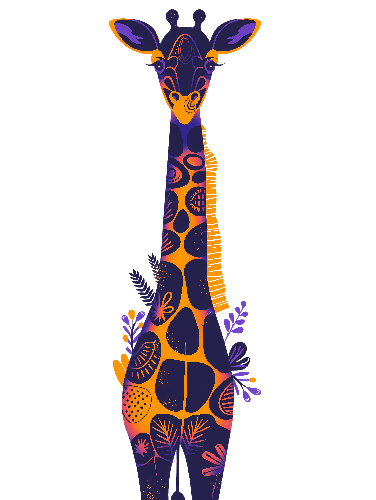 POD Design Colorful Giraffe Illustration for Print-on-Demand