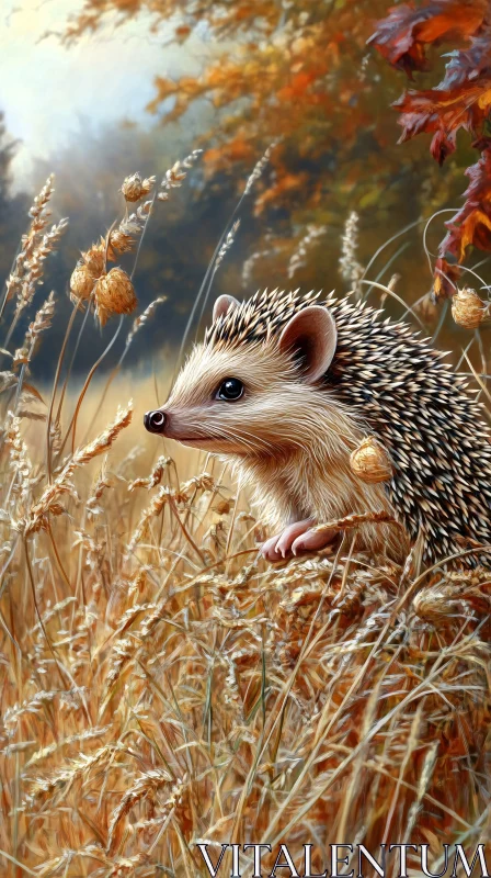 Golden Autumn Hedgehog AI Image