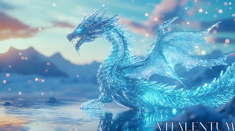 Frozen Dragon on Water AI Image