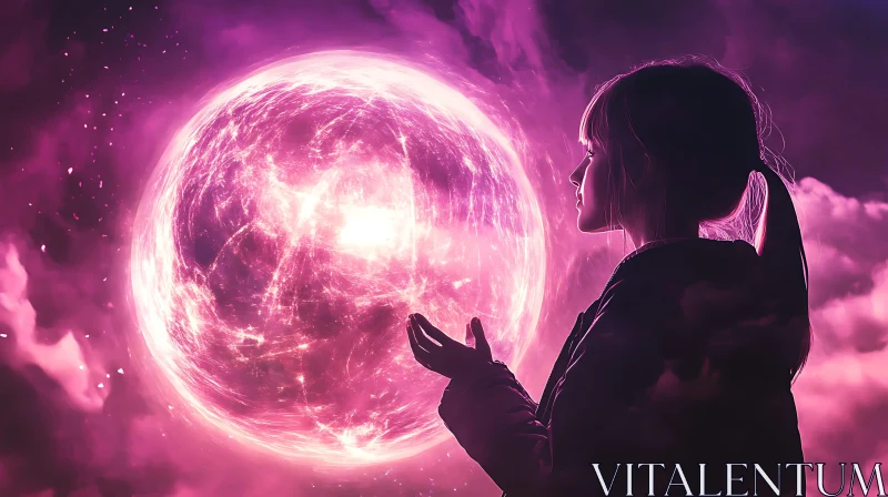 Celestial Contemplation: A Pink Universe AI Image