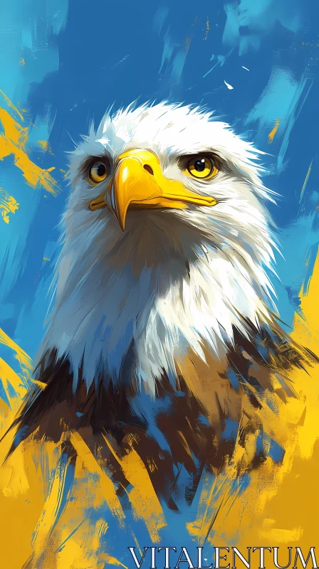 Bald Eagle Art with Blue Background AI Image