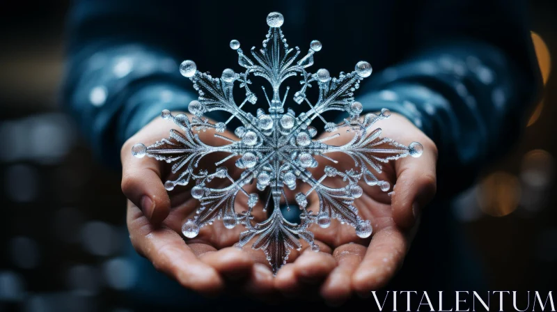 AI ART Exquisite Glass Sculpture: A Captivating Christmas Snowflake
