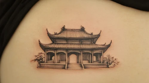 Detailed Pagoda Tattoo Art