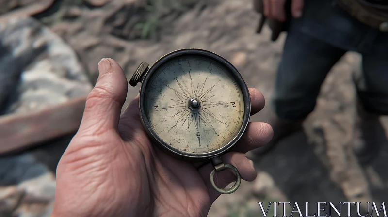 Antique Compass in Hand