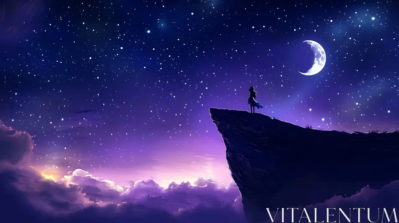 Cliffside Silhouette Under Moonlight