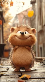 Charming Hedgehog Amidst Falling Leaves