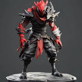 Stylized Warrior in Red and Black Armor