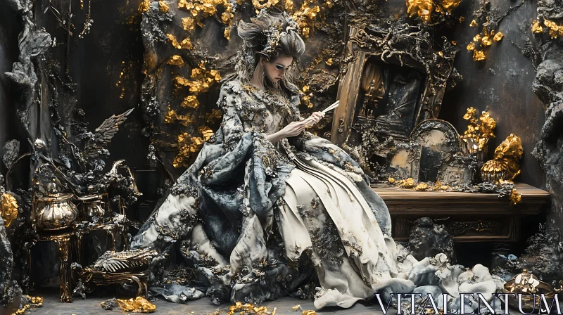 Vintage Woman in Gilded Setting