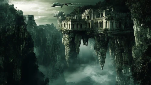 Ancient Ruins on Cliffs with Airplane