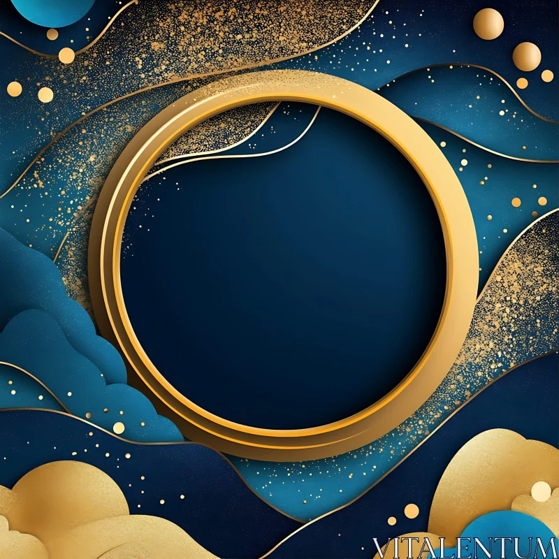 Blue and Gold Abstract Design