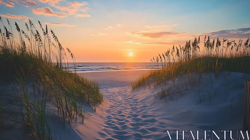 Coastal Sunset with Dune Grass