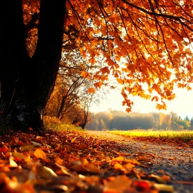 Autumnal Path with Sunlight