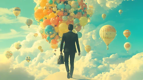 Whimsical Skyward Path with Balloons