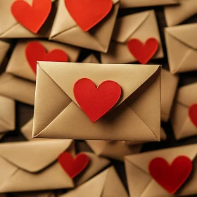 Envelopes with Red Hearts