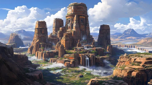Ancient Towers in Mountainous Landscape