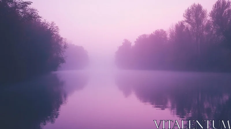 Serenity of a Mist-Enveloped River Scene