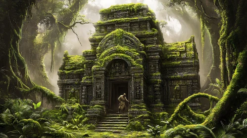Moss-Covered Ruins in Verdant Jungle