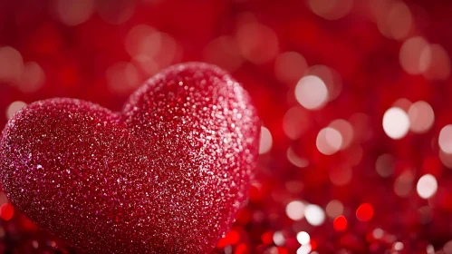 Shimmering Heart in Red Bokeh