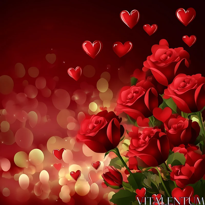 Roses and Hearts Composition