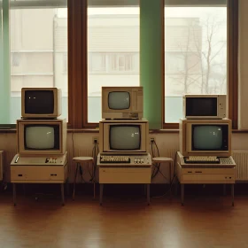 Retro Technology Display with Vintage Monitors