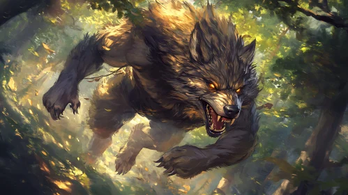 Aggressive Werewolf in Forest