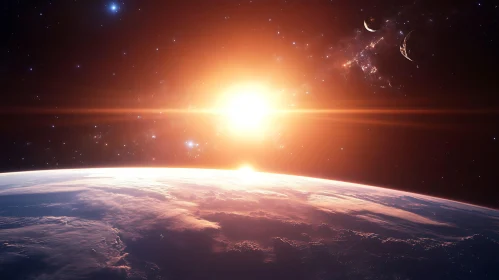 Planetary Sunrise in Deep Space