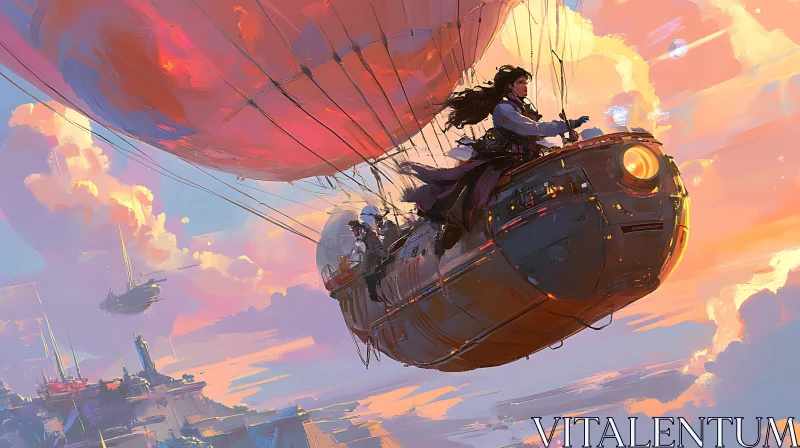 Floating Steampunk Airship