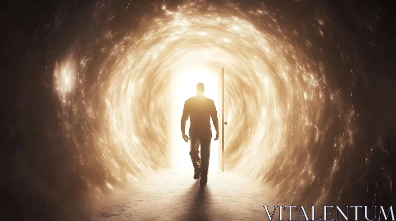 Figure Walking into the Light