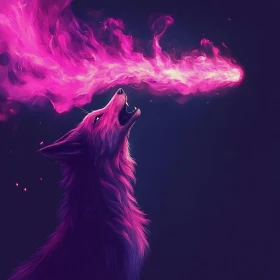 Mystical Wolf Emitting Purple Flame