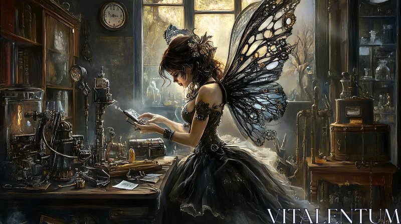 Butterfly Fairy in Steampunk Laboratory