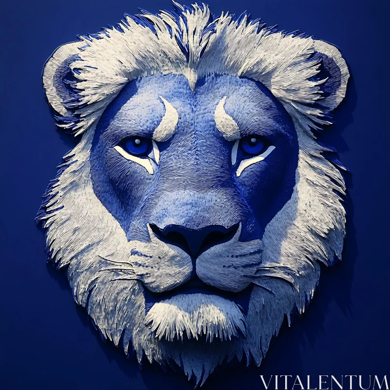Blue Lion Paper Sculpture