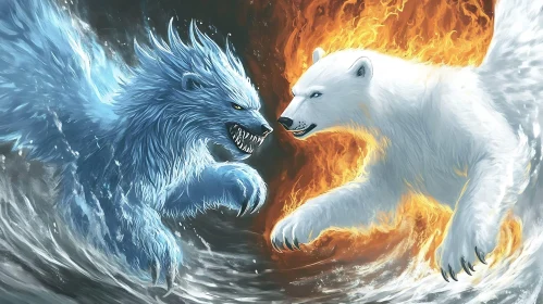 Elemental Polar Bears Clash Illustration