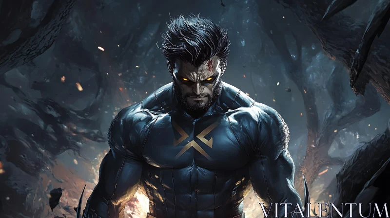 Heroic Figure with Glowing Eyes