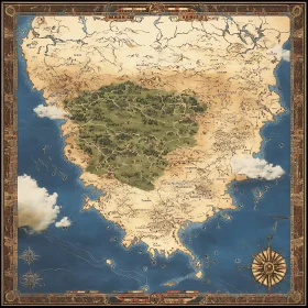 Vintage Style Cartography of Fictional Lands