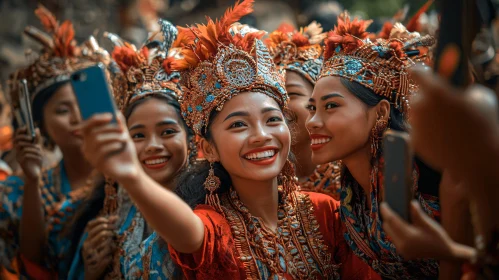 Cultural Celebration Selfie with Smiling Women