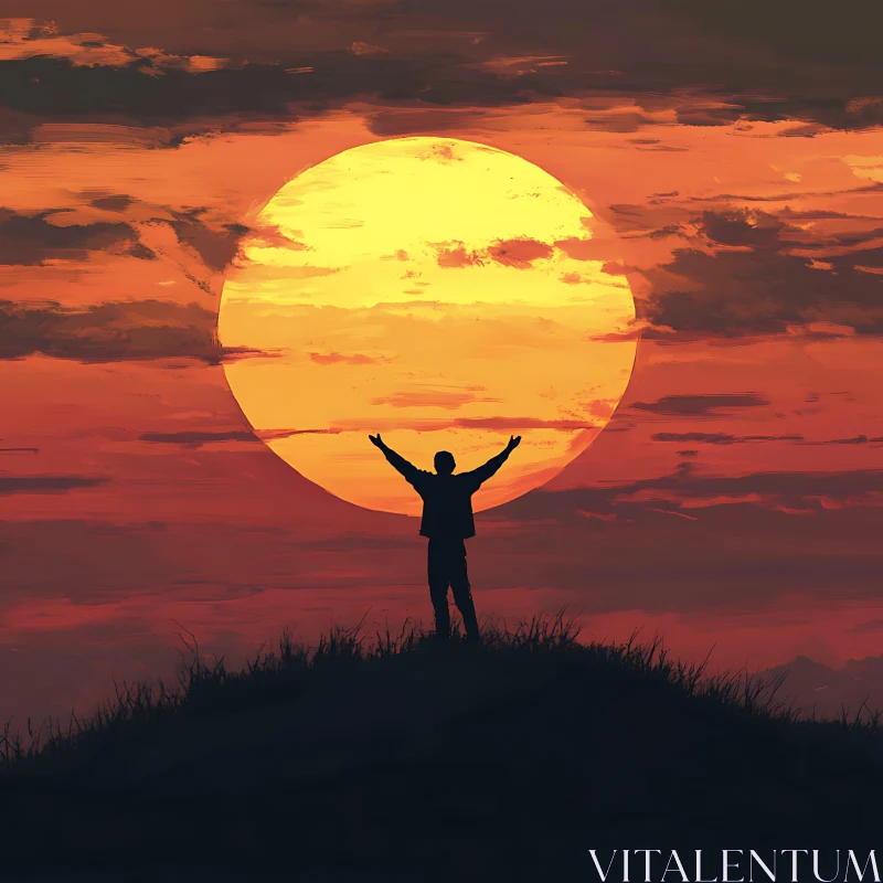 Sunset Silhouette on Hill