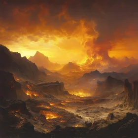 Volcanic Valley: A Landscape Ablaze with Molten Fire